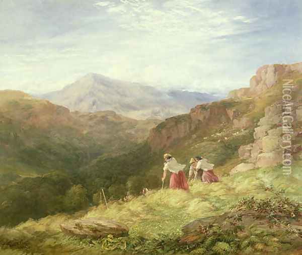 Haymaking Snowdon 1847 Oil Painting - David Cox