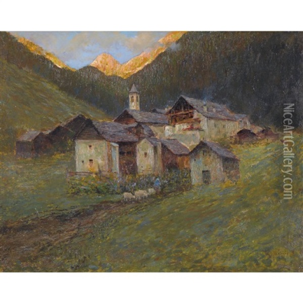 Paesello Montano Oil Painting - Gioacchino Galbusera