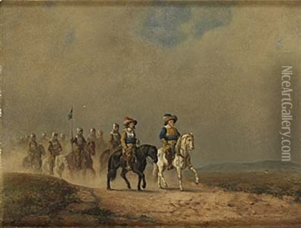 Soldater Till Hast Oil Painting - Henrik August Ankarcrona