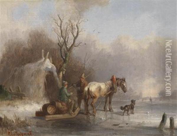 Wintertime Oil Painting - Adolf Stademann