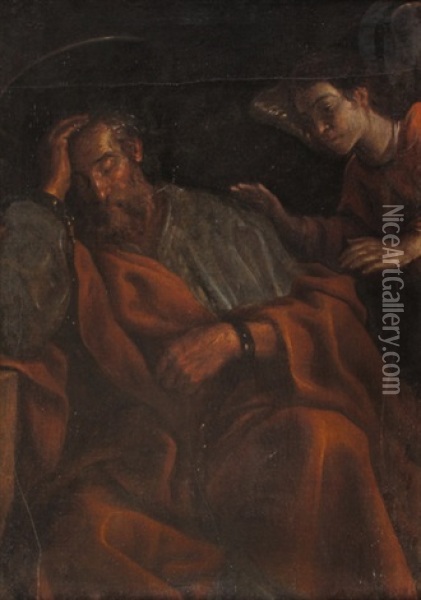 San Pietro E L'angelo Oil Painting -  Caravaggio