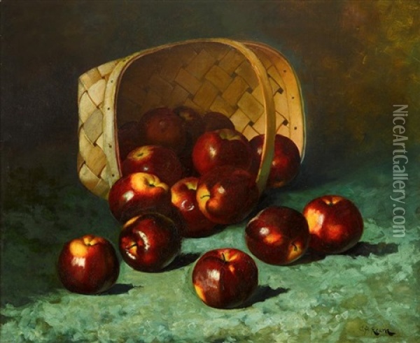 Still Life With Bucket Of Apples Oil Painting - Carducius Plantagenet Ream