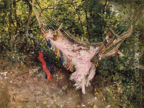 The Hammock Oil Painting - Giovanni Boldini