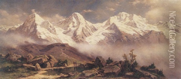 Eiger, Monch Und Jungfrau Oil Painting - Johann Wilhelm Lindlar