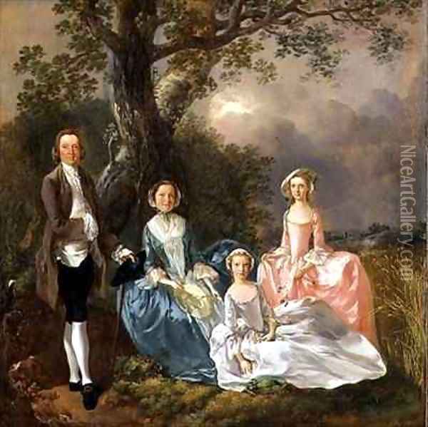 Mr and Mrs John Gravenor and their Daughters Elizabeth and Ann Oil Painting - Thomas Gainsborough