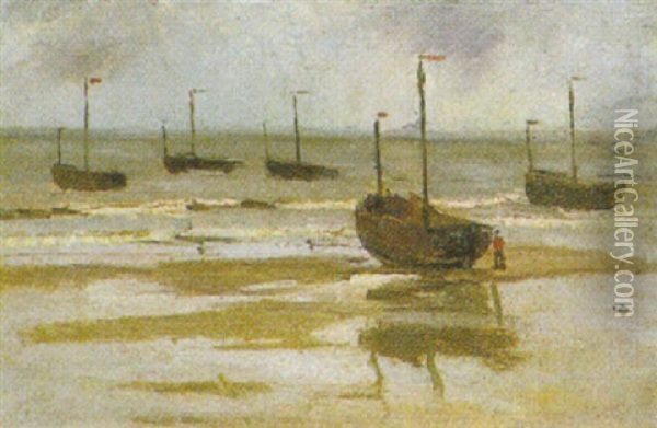Fischerboote Vor Bremerhaven Oil Painting - Robert Engels