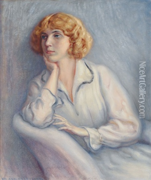 Portrait Einer Jungen Blonden Dame Oil Painting - Eduard Adrian Dussek