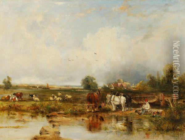 On The Thames Oil Painting - Frederick Waters Watts