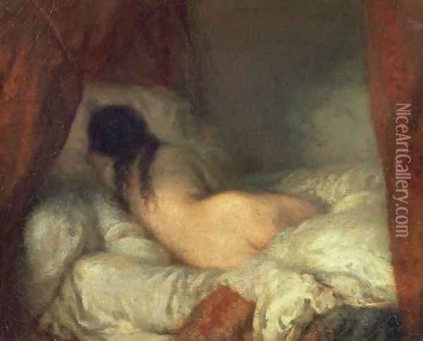 Reclining Female Nude, c.1844-45 Oil Painting - Jean-Francois Millet