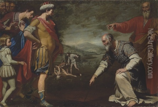 Consul Gaius Popillius Drawing A Circle Around King Antiochus Iv Oil Painting - Lorenzo Lippi