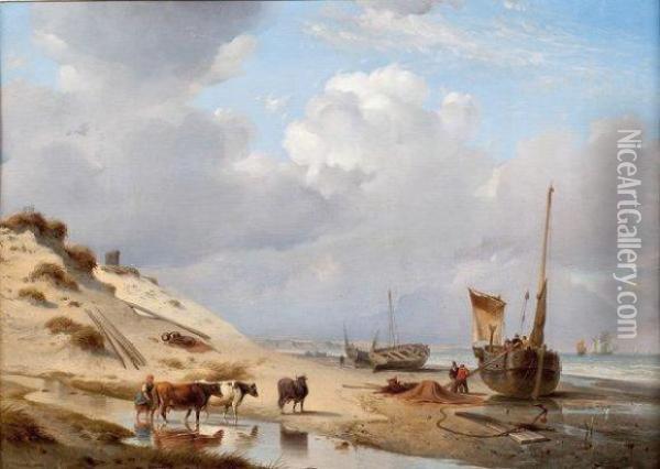 Bord De Mer A Maree Basse Oil Painting - Count Alexandre Thomas Francia