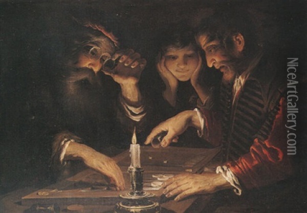 Les Joueurs De Tric-trac Oil Painting - Pietro Ricchi