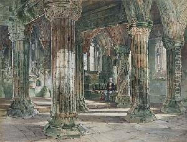 Sir Walter Scott In Rosslyn Chapel Oil Painting - John Adam P. Houston