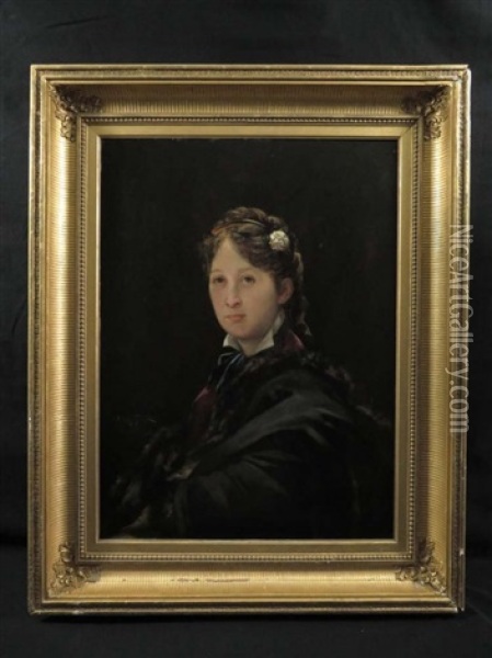 Portrait Young Woman Paris Oil Painting - Leon Lucien Goupil