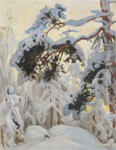 Winter Forest Oil Painting - Akseli Valdemar Gallen-Kallela