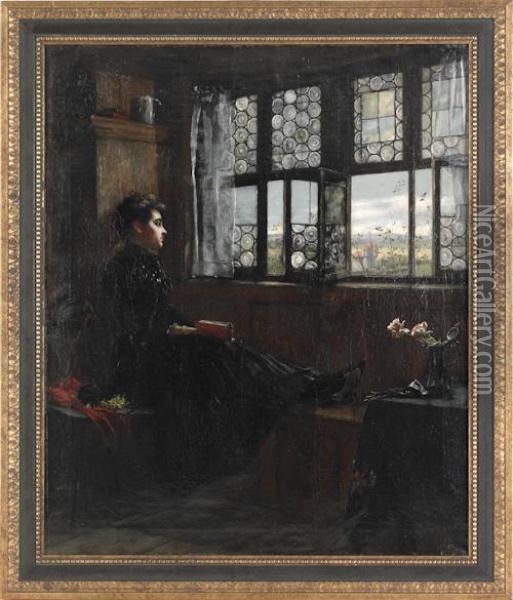 Interior Of A Woman Reading By A Window Oil Painting - William Verplanck Birney