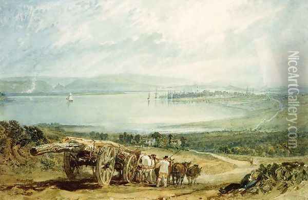 Poole, Dorset with Corfe Castle in the Distance Oil Painting - Joseph Mallord William Turner