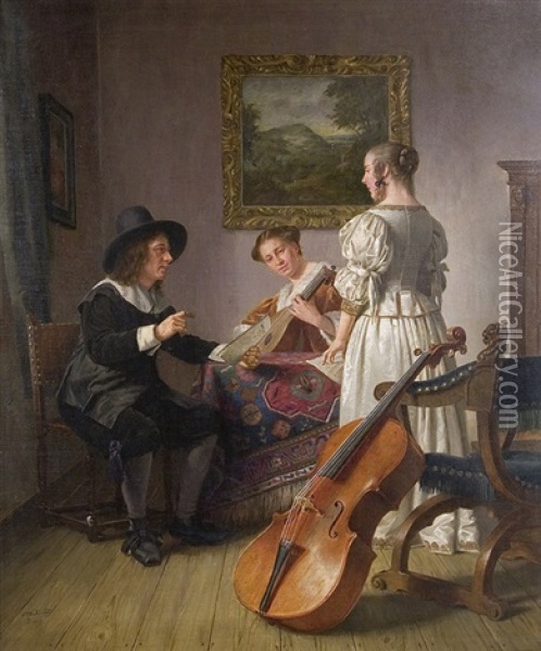 Music Lesson Oil Painting - Otto Kirberg