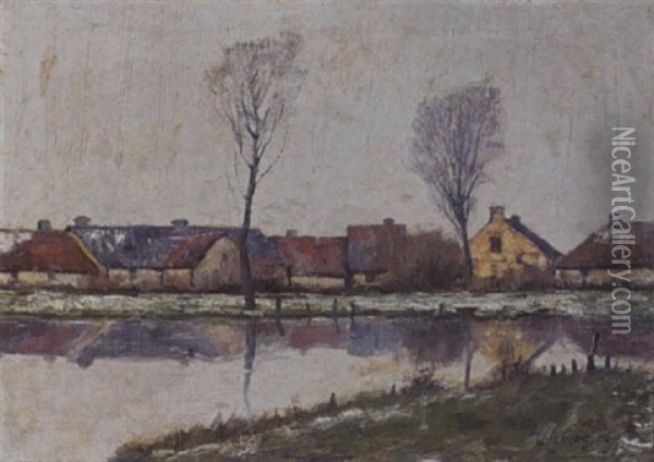 Farmhouses Near The Waterside Oil Painting - Wilhelm (Willy) Lucas