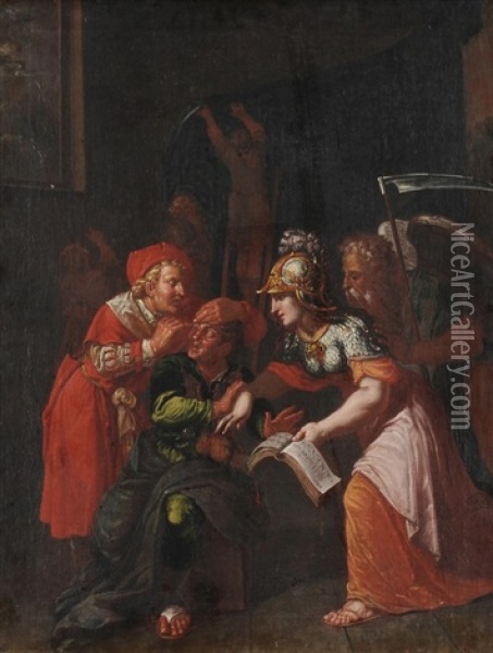 Minerva: Habenda In Primis Animi Cura Oil Painting - Joseph Werner the Younger