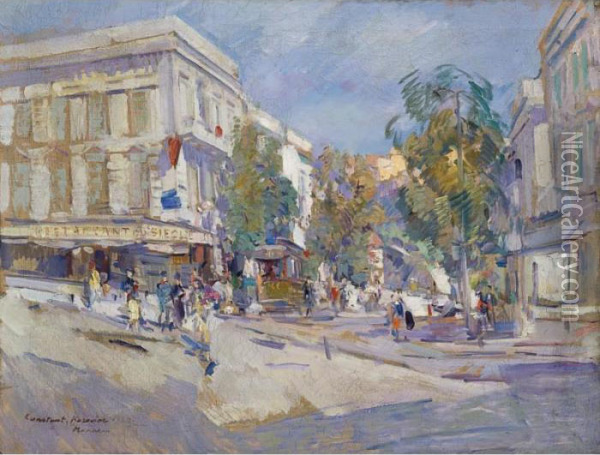 Street Scene In Monte Carlo Oil Painting - Konstantin Alexeievitch Korovin