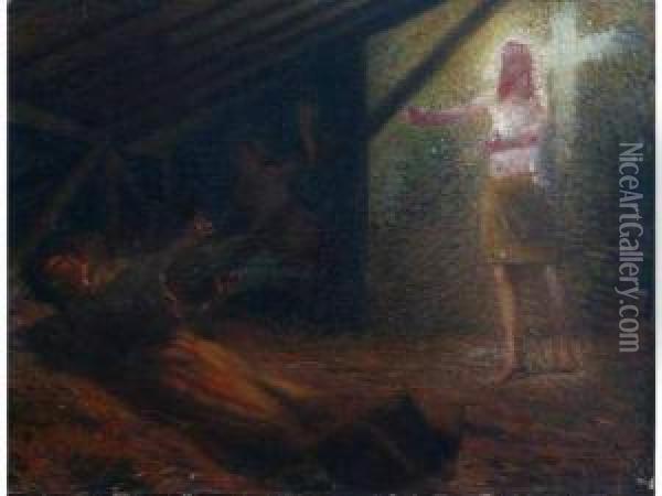 La Resurrection De Lazare. Oil Painting - Emilio Boggio