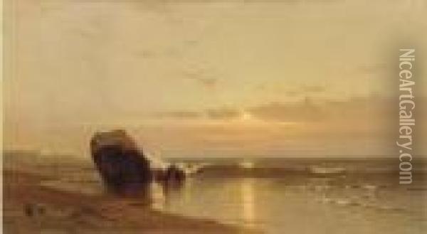 Coastal Sunset Oil Painting - Francis Augustus Silva