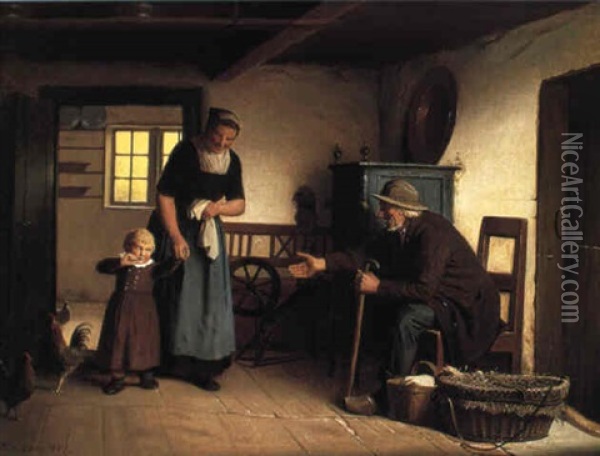 Et Lille Kig Indenfor Pa Vejen Til K+bstaden Oil Painting - Johann Julius Exner