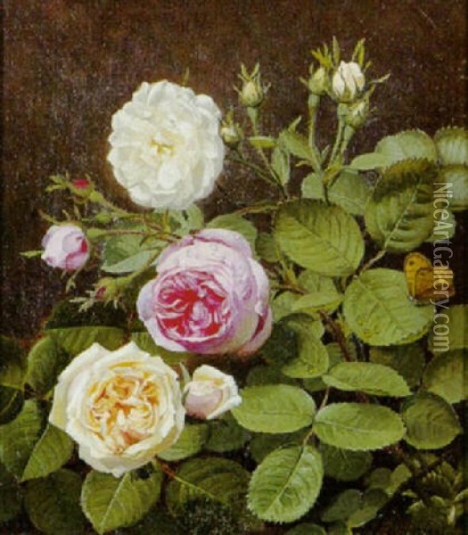 Roser Oil Painting - Otto Didrik Ottesen