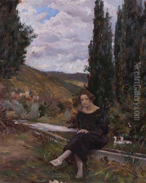 Figura Nel Giardino Oil Painting - Arturo Calosci