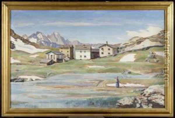Village In Grisons Oil Painting - Carl Albert Von Salis-Soglio