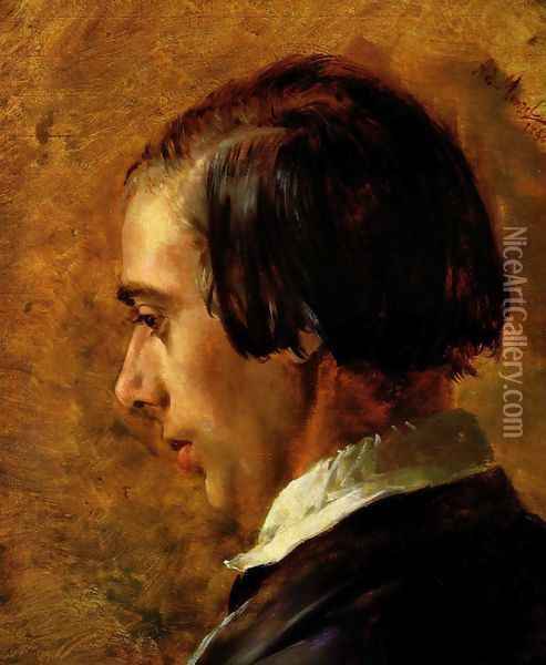 Portrait of Menzel's brother Richard Oil Painting - Adolph von Menzel