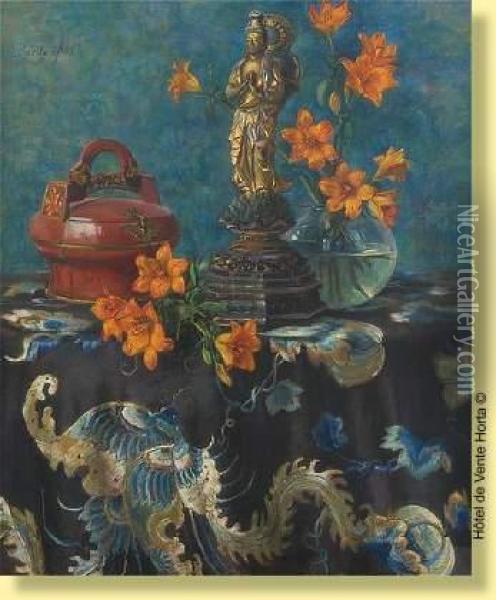 Composition Au Bouddha Et A La Nappe Oil Painting - Berthe Art