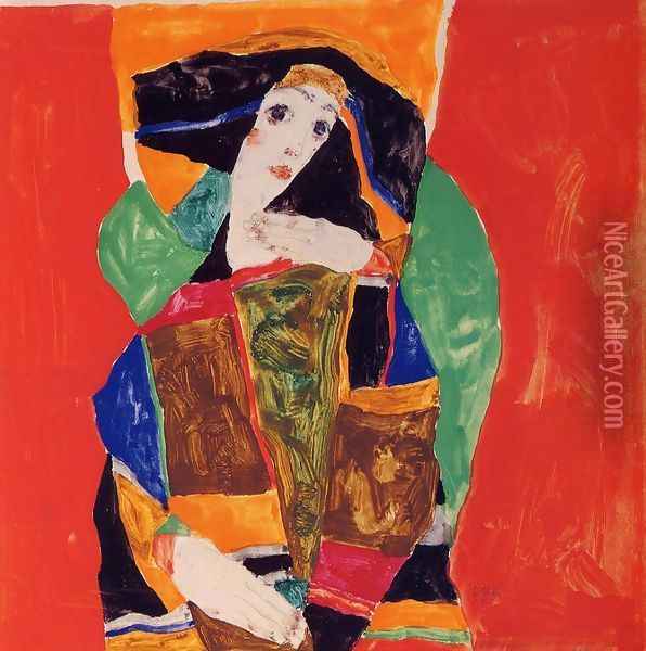 Portrait Of A Woman Oil Painting - Egon Schiele