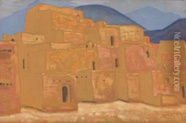 Taos Pueblo, New Mexico Oil Painting - Nicolaj Konstantinov Roerich