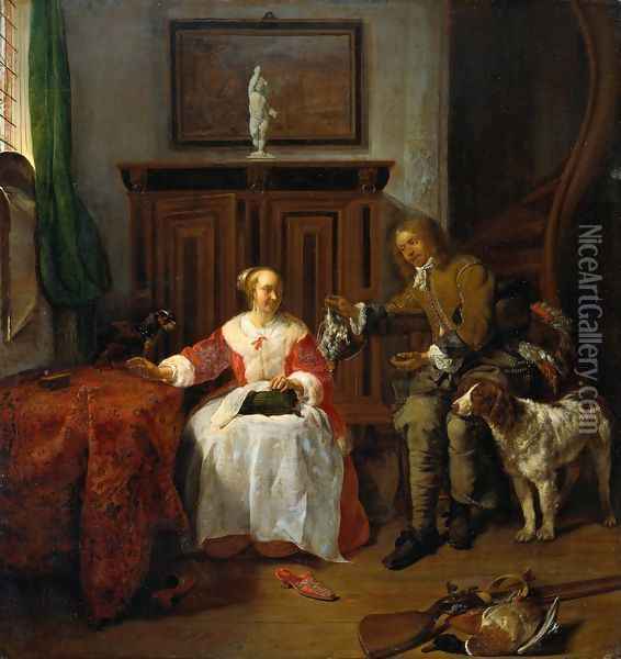 The Hunter's Gift 1658-60 Oil Painting - Gabriel Metsu