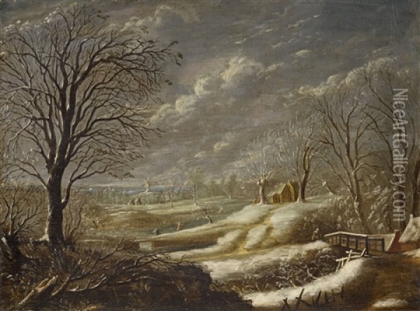 Winterlandschaft Oil Painting - Daniel van Heil