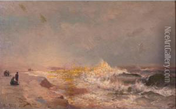 On The Beach Oil Painting - Mauritz F. H. de Haas