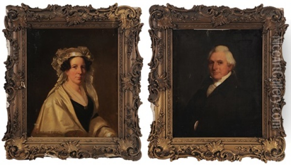 Portraits Of David Barnum (c. 1770-1844) And His Wife, Ann Kirby Barnum (1775-1866) (2 Works) Oil Painting - Sarah Miriam Peale