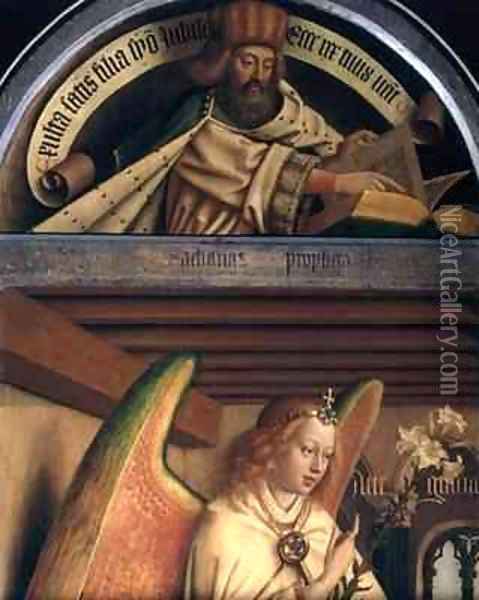 The Ghent Altarpiece The Prophet Zacharias and the Angel Gabriel Oil Painting - Hubert & Jan van Eyck