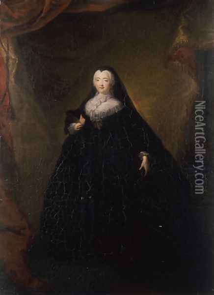 Empress Elizabeth in Black Domino Oil Painting - Georg Christoph Grooth