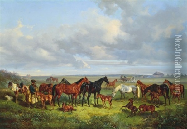 Prairie Oil Painting - Gusztav Frigyes Keleti
