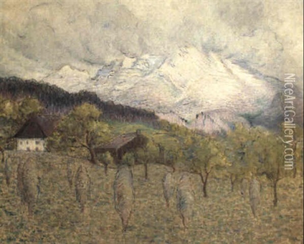 La Montagne A Salzbourg Oil Painting - William Degouve de Nuncques