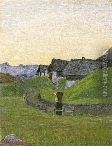 Alpenlandschaft (alpine Landscape) Oil Painting - Mario Segantini