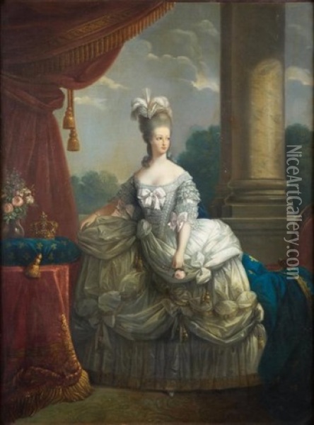 Portrait De Marie - Antoinette, Reine De France, En Grand Habit De Cour Oil Painting - Elisabeth Louise Vigee Le Brun