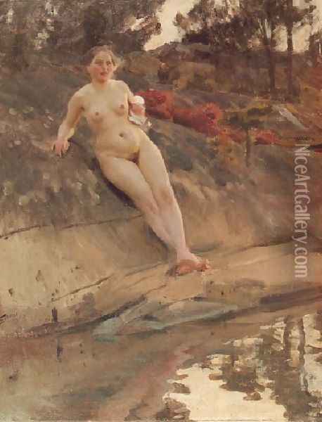 Solbadande flicka (Sunbathing girl) Oil Painting - Anders Zorn