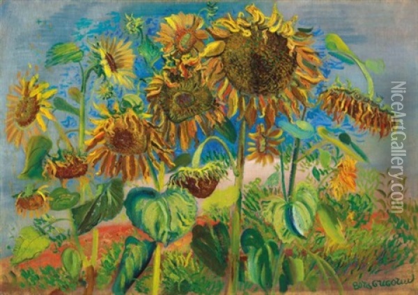 Sunflowers Oil Painting - Boris Dmitrievich Grigoriev