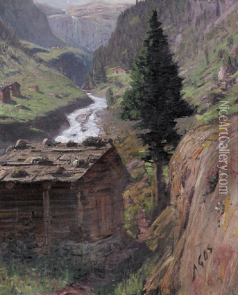 Sommerlicher Gebirgsbach Oil Painting - Albert Henri John Gos