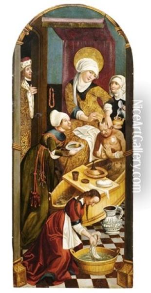 Die Heilige Elisabeth Pflegt Einen Aussatzigen Oil Painting - Hans Holbein the Elder