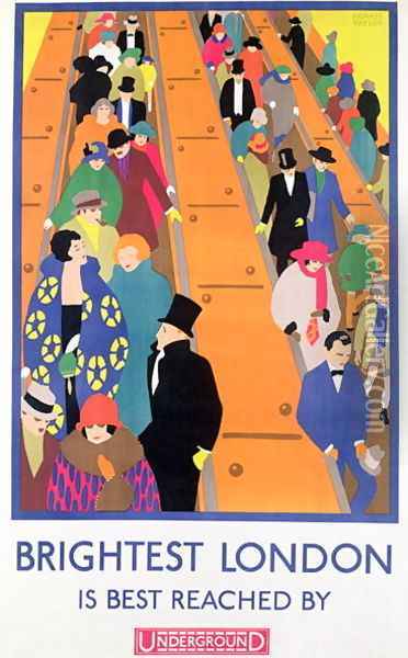 Brightest London is Best Reached by Underground, 1924, printed by the Dangerfield Co Oil Painting - Horace Taylor